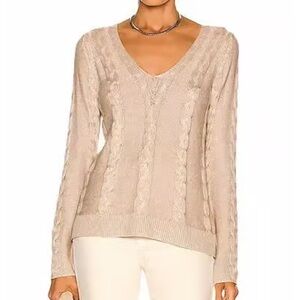 L'AGENCE Pia Cable V-Neck Sweater